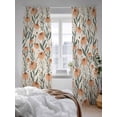 thumbnail image 3 of Orange Flowers Sheer Curtains 2 Panels Set Daisies Abstract Linen Texture Lihgt Filtering Rod Pocket Voile Drape, Semi Sheer Window Curtains for Bedroom Living Room, 52"x108", 3 of 5