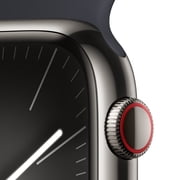 Apple Watch Series 9 With Blood Oxygen. GPS + Cellular 45mm Graphite Stainless Steel Case with Midnight Sport Band - M/L.