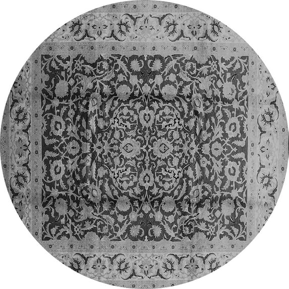 Ahgly Company Indoor Round Oriental Gray Industrial Area Rugs, 7' Round