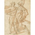 thumbnail image 2 of Jacopo Zanguidi 12x14 Black Ornate Wood Framed Double Matted Museum Art Print Titled: Mars and Diana (Recto), 2 of 5