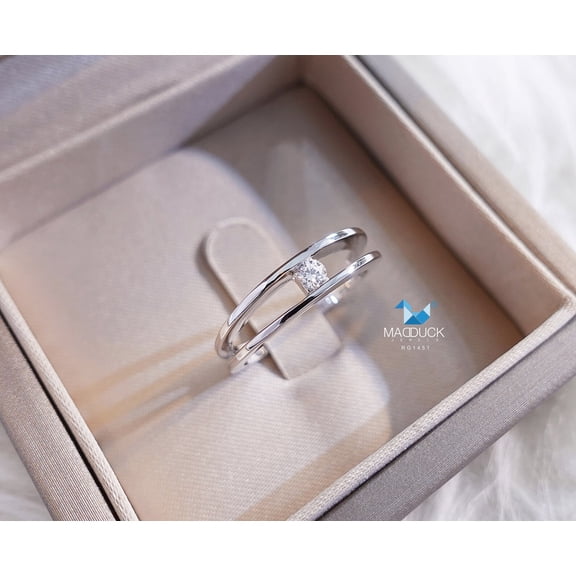 Cubic Zirconia / Sterling Silver 925 Ring / Rhodium plated Nickel-Free / MadDuckJewels RG1451 / Thailand Jewelry