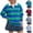 Blue, variant on HAOTAGS Women Sweater,Long Sleeve Turn-Down Collar Striped Print Casual Pullover Blue 2XL