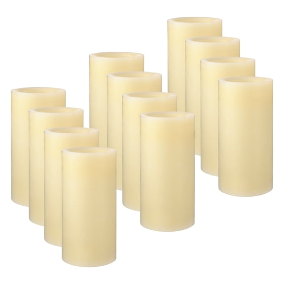 12 Pack: 3" x 6" Cream LED Wax Pillar Candle by Ashland