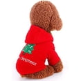 thumbnail image 4 of Santa Pet Cat Dog Costume Merry Christmas Tree Pattern Clothes Cotton Hooded Winter Coat for Cat Dog (Size XL), 4 of 5