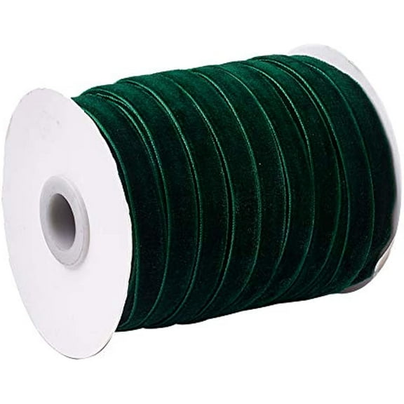 50 Yards Dark Green Single Face Velvet Ribbon for Christmas Wedding Wrapping Crafts Decoration Favors