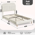 thumbnail image 2 of Tamaño completo-size forrado platform marco de cama con estante de libros cabecero, velvet cama de plataforma mattress foundation, heavy-duty steel support legs, fácil montaje, noise-free, beige, 2 of 7