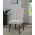 thumbnail image 2 of Contemporary Dining Room Set Of 6 Side Chairs Beige Linen Upholstered Button Tufted Wooden Legs, 2 of 6
