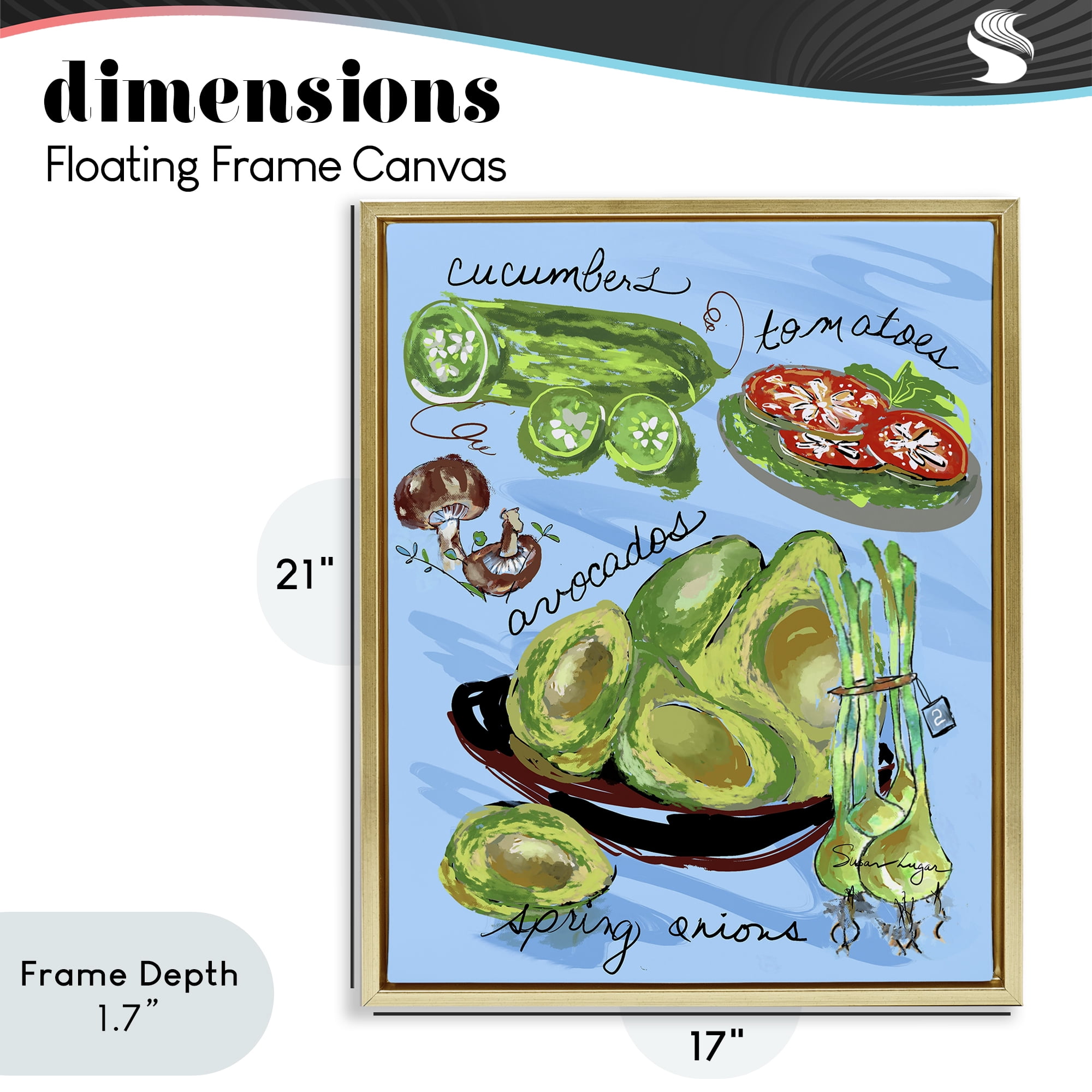 Stupell Industries Fresh Produce Collection Gold Framed Floater Canvas Wall Art, design by Susan Lugar