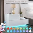 thumbnail image 6 of Hommpa High Gloss Nightstand with 2 Drawers RGB LED Light White Bedside Table Home Furniture 27.6x13.8x16.1 inch, 6 of 10