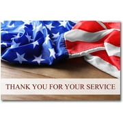 American Flag Thank You for Your Service Cards - USA - Patriotic - Military - Blank on The Inside - Includes 12 Cards and Envelopes - 5.5" x 4.25"(12 Pack)