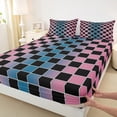 thumbnail image 3 of Castle Fairy Minimalist Checkered Full Size Sheets 4-Piece for Kids Children Teens,Abstract Gradient Geometric Plaid Breathable Bed Sheets,Blue Pink Lightweight Sheet Sets,Luxury Bedroom Decor, 3 of 7