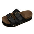 thumbnail image 2 of Mostsola Cork Footbed Sandals for Women Comfortable Cushion Double Buckle Slip on Platform Slides, 2 of 9