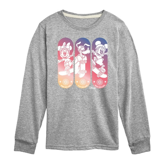 Disney - Mickey & Friends - Mickey, Minnie, & Pluto Skate Crew - Toddler And Youth Long Sleeve Graphic T-Shirt