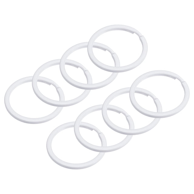 Unique Bargains Split Keychain Rings, 30mm/1.2inch Round Flat Key Holder, White, 8Pcs