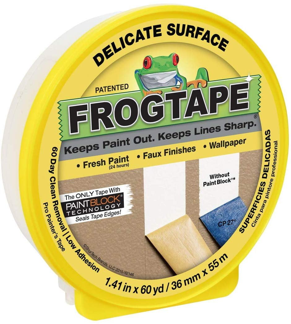FrogTape Delicate Surface Painting Tape, 1.41 in. x 60 yd. Roll, Yellow 280221