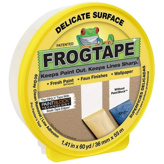 FrogTape Delicate Surface Painting Tape, 1.41 in. x 60 yd. Roll, Yellow 280221