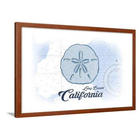 Long Beach Town Center Stores Long Beach, California - Sand Dollar - Blue - Coastal Icon Framed Print Wall Art By Lantern Press ()