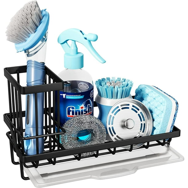 304 Stainless Steel Kitchen Sink Caddy with Removable Drip Tray Black