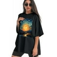 thumbnail image 3 of Plus Size Shirt for Women Black Tops for Women Oversized Short Sleeves Shirt for Women Night Sky T Shirt Crewneck Shirt for Women L, 3 of 5