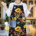 thumbnail image 6 of Black Colorful Flower Leaf Sunflower Apron-Garden Aprons for Women with Pockets-Cotton Linen Waterproof Kitchen Cooking Gardening Aprons Adjustable for Kitchen,Cooking,BBQ and Salon 33x27 Inch, 6 of 7
