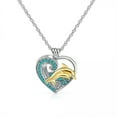thumbnail image 3 of K-KED Blue Cystal Dolphin Pendant Necklace Love Heart Delicate Jewelry Sweater Chain Women Gift, 3 of 6