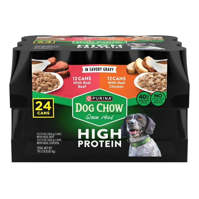 Purina Dog Chow Beef & Chicken Variety Pack, High Protein Adult Wet Dog Food, 24 ct., 13 oz.