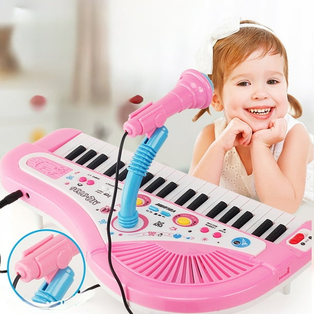 Piano Electrónico Para Niños De 37 Teclas Con Micrófono. Teclado Musical Educativo Para Niñas.
