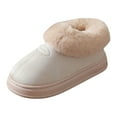 thumbnail image 5 of Winter Slipper Boots for Women Memory Foam Comfy Soft Sole Suede Plush Platform House Shoes Slip on Indoor Home Casual Walking Shoes Beige Size 7.5, 5 of 5
