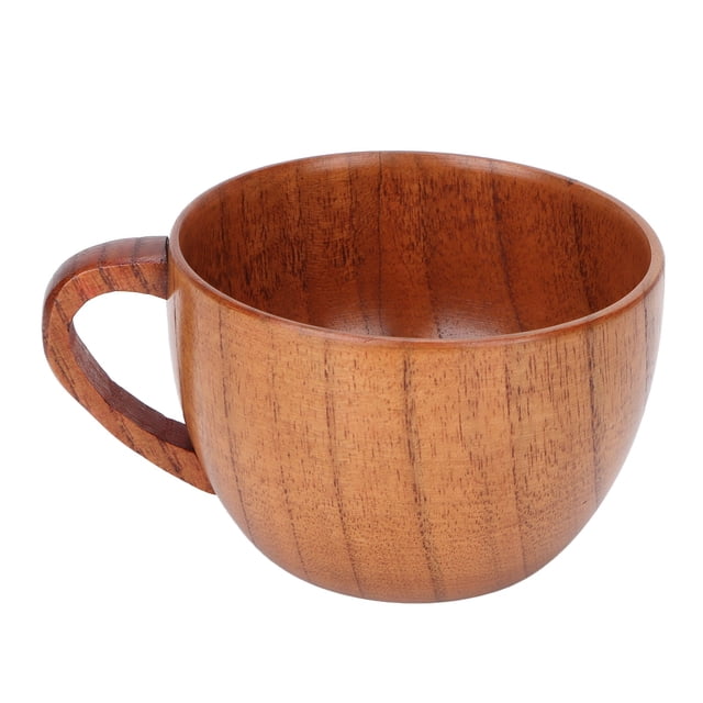 Drinking Cup, Wood Coffee Mug Sturdy Retro Elegant Flat Base With Handle For Household