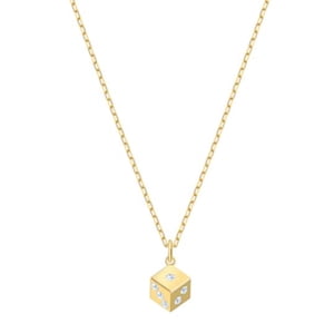 Image of Swarovski Crystal Jewelry Pendant DICE, Gold Tone -5523560