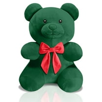 Plush 16-inch Classic Green Gummy Bear with Velvety Red Bow, By Holiday Time