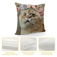 thumbnail image 4 of YINGXI Animals Throw Pillow Covers Cute Cat with Flower Wreath Decorative Square Pillowcase for Home Sofa Car Bedroom Decor 22x22in, 4 of 5