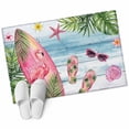 thumbnail image 2 of Summer Ocean Pink Surfboard Washable Small Entryway Area Rugs 2'x3', Beach Slippers Flower Palm Leaf Wood Grain Low Pile Throw Rug Non-Slip Sturdy Edge Binding Carpet for Front Door Floor Room Entry, 2 of 9