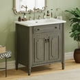 thumbnail image 2 of 31 inch Vintage Bathroom Vanity with Sink, Rustic Bathroom Cabinet with Soft Close Doors and Adjustable Shelf, Curved Profile Design with Rubber Wood Legs, Antique Gray, 2 of 9