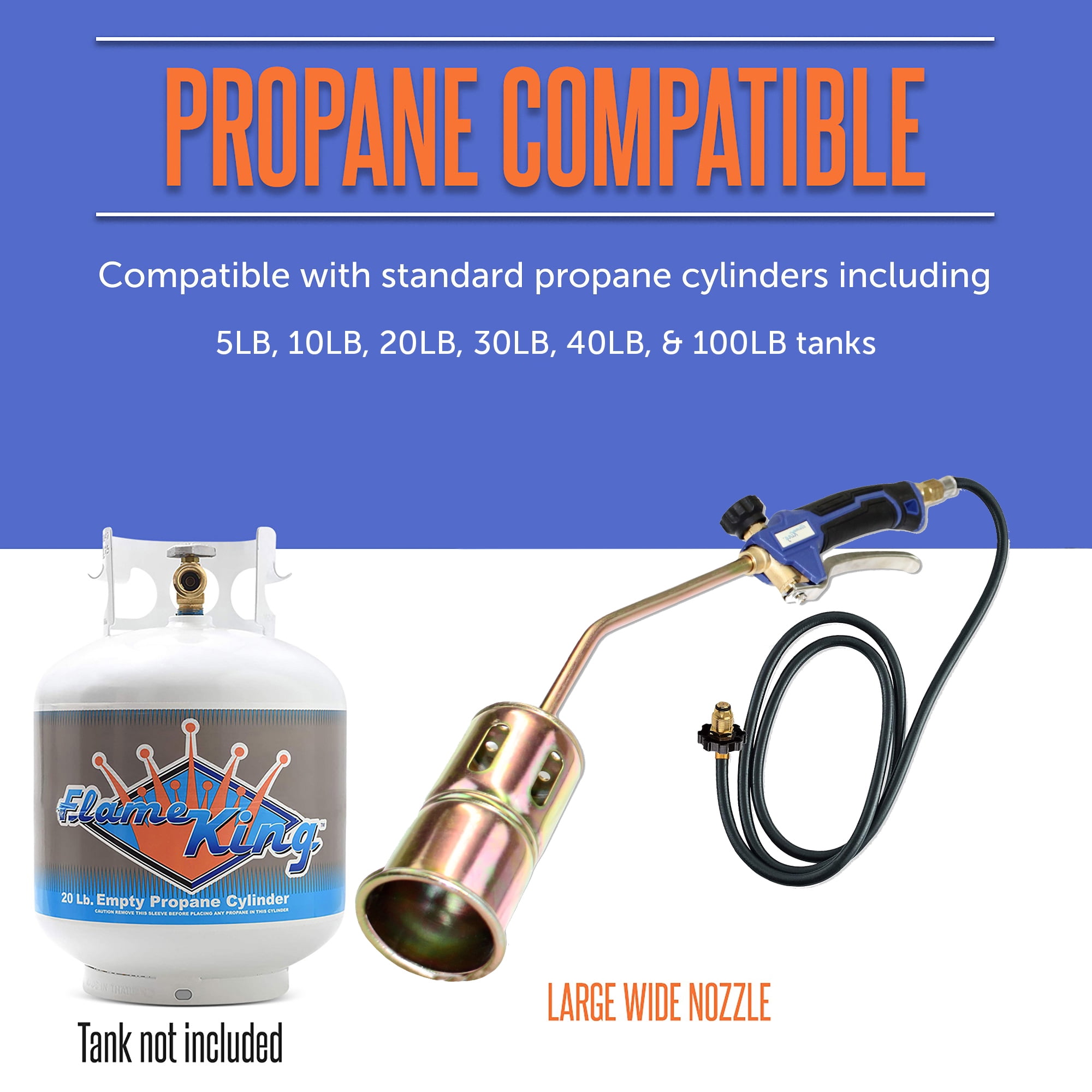 Flame King Propane Torch Kit with 320000 BTU Heavy-Duty Weed Burner and 6-ft Hose & Regulator