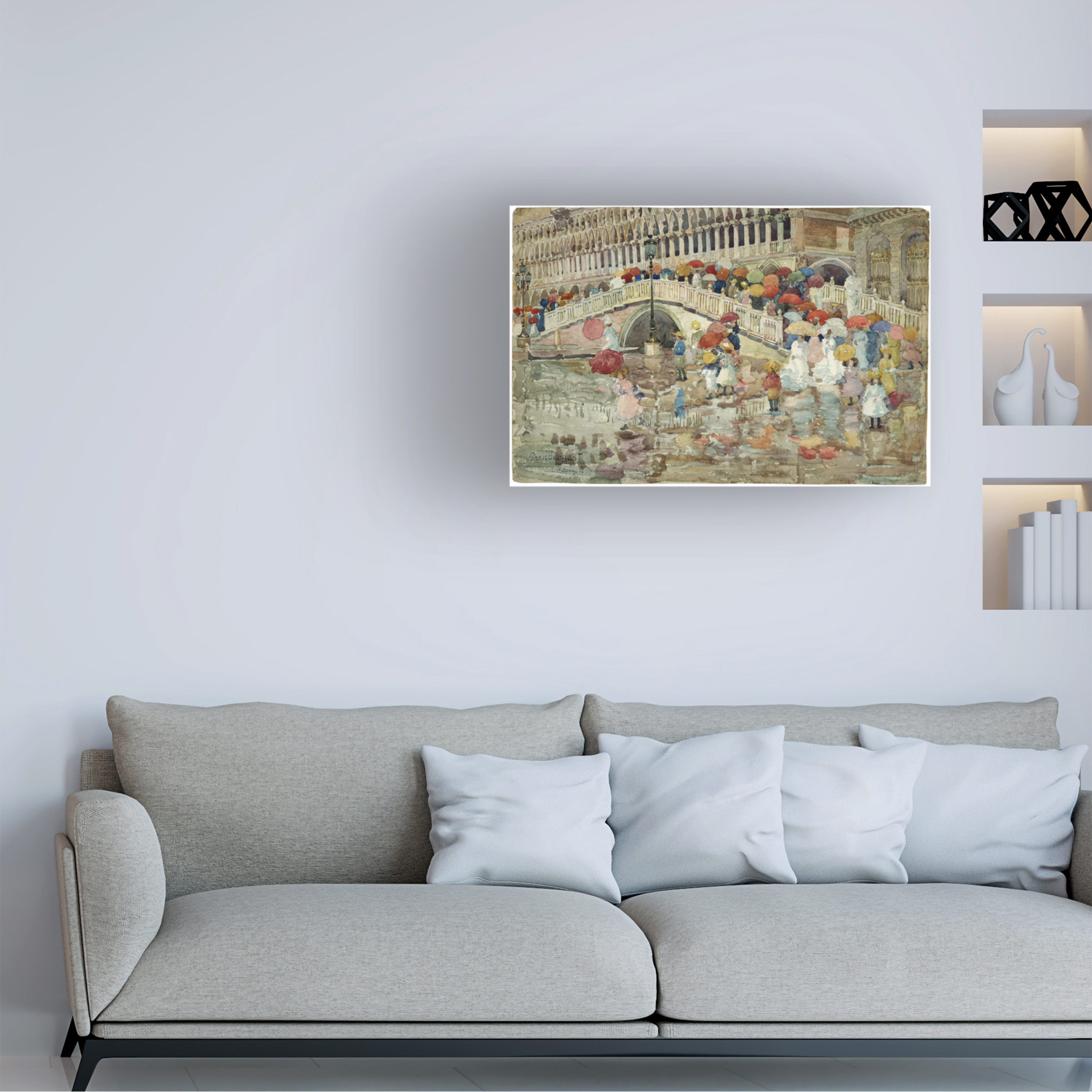 Maurice Prendergast 'Umbrellas in the rain' Canvas Art