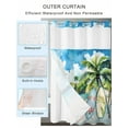 thumbnail image 4 of No Hook Shower Curtain with Snap-in Liner, Summer Beach Waterproof Fabric Bathroom Curtains, Tropical Coastal Palm Tree Surfboard Bath Curtains & Mesh Top Window 72"x84" Long, 4 of 9