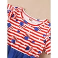 thumbnail image 5 of Kiapeise 4th of July Toddler Kids Girls Princess Mesh Dress Stars Stripe Print Ruffle Short Sleeve Casual Dress and Headband, 5 of 8