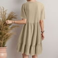 thumbnail image 5 of vigerkar Women's Summer Empire Waist Dress Smocked Flutter Short Sleeve V Neck Midi Dresses 2025 New Khaki, XXL, 5 of 7