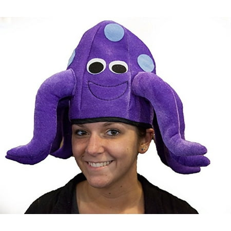 Octopus Hat Sea Creature Costume Plush Seafood Mollusk Adult Cap Accessory