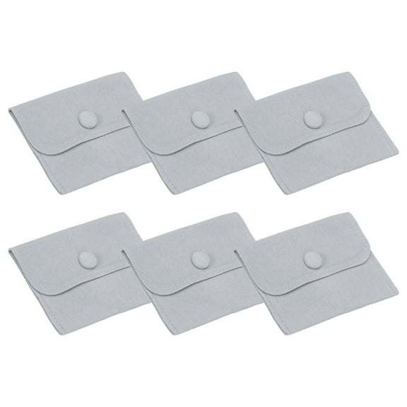 Uxcell Jewelry Pouch, Soft Velvet Pouches with Snap Button Portable Storage for Rings Necklace Bracelet Earring Light Blue 4x3 Inch