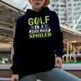 thumbnail image 2 of A Good Walk Spoiled Quote with Clubs and a Golf Player, Golfing or Golfer Themed Merch Gift, Navy Blue Hooded Sweatshirt or Hoodie, 3XL, 2 of 5