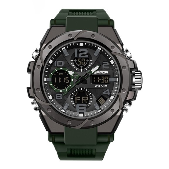 Clossjun Watches for men Digital and Analog Sports Military Outdoor Waterproof Watch for Ladies with Stopwatch Alarm Dual Time Display White
