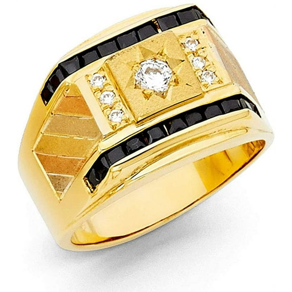 14k Yellow Gold Cubic Zirconia Gold Men's Ring for Men's (TOP1431, 10)