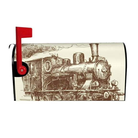 Vsdgher Train Mailbox Cover Magnetic Mailbox Wraps Post Letter Box Cover for Garden Yard Home Decor 2 Sizes-21x18 in