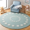 thumbnail image 2 of SAFAVIEH Kids Swirling Squares Area Rug, Turquoise/Ivory, 3' x 3' Round, 2 of 7