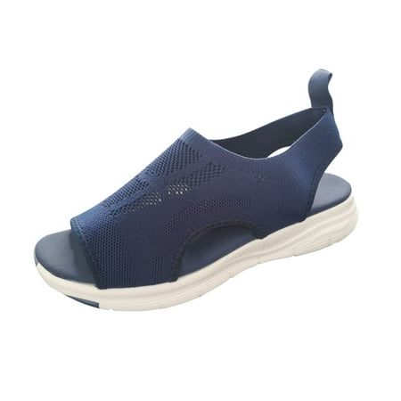 

Pgeraug womens slippers Women s Fashion Summer Mesh Platform Casual Women s Shoes Fish Mouth Sandals mens slippers Blue 38