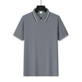 thumbnail image 5 of Kaemgyyd Golf Shirts for Men Solid Color Performance Breathable Collared Top Lightweight Striped Button Short Sleeve Tee, 5 of 7