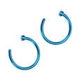 thumbnail image 1 of 2 pcs Unisex Surgical Titanium Steel Open Nose Ring Nose Piercing Stud 8mm (Blue), 1 of 6