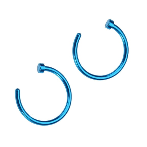 Guyelim Nose Ring 2 pcs Unisex Surgical Titanium Steel Open Nose Ring Nose Piercing Stud 8mm (Blue)